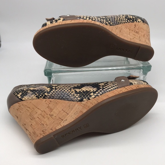 Sperry Wedge Heel Peep-toe NWT Snakeskin Women’s 8 - Picture 5 of 9